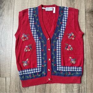 Jantzen Woman Hand Embroidered Fall Knit Sweater Vest
